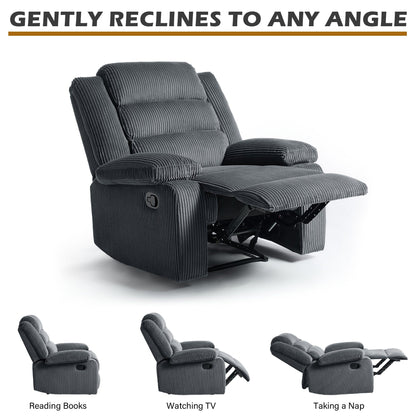 Fauteuil inclinable manuel classique rembourré en velours côtelé (lot de 2)