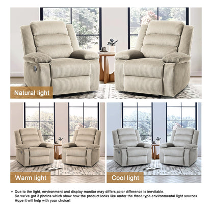 Fauteuil inclinable manuel classique rembourré en velours côtelé (lot de 2)