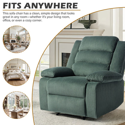 Fauteuil inclinable manuel classique rembourré en velours côtelé (lot de 2)