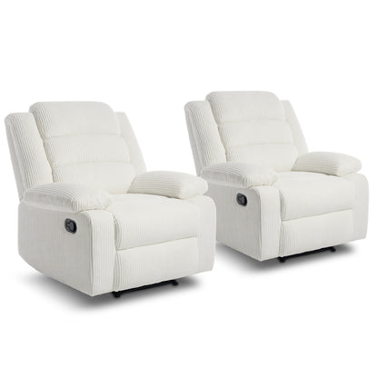 Fauteuil inclinable manuel classique rembourré en velours côtelé (lot de 2)