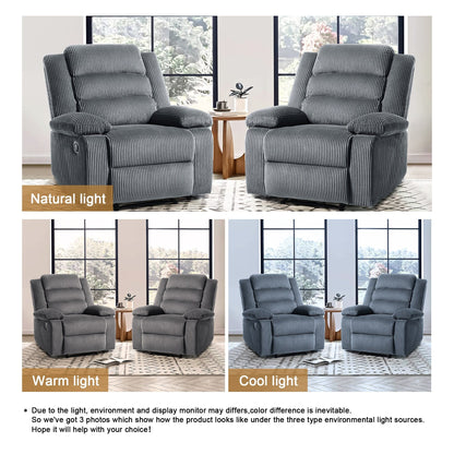 Fauteuil inclinable manuel classique rembourré en velours côtelé (lot de 2)