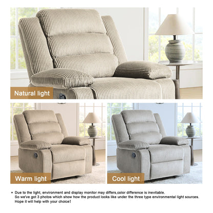 Fauteuil inclinable manuel classique rembourré en velours côtelé