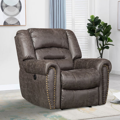 Fauteuil inclinable électrique en cuir respirant avec port USB pour salon et cinéma