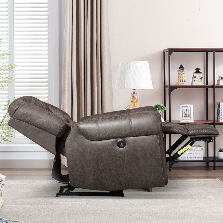 Fauteuil inclinable électrique en cuir respirant avec port USB pour salon et cinéma