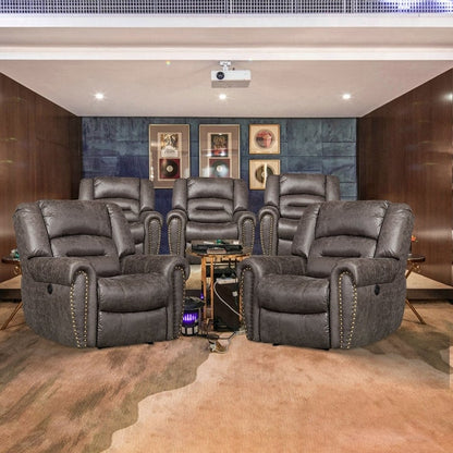 Fauteuil inclinable électrique en cuir respirant avec port USB pour salon et cinéma