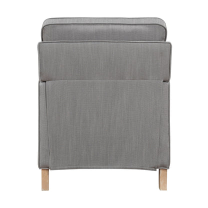Fauteuil inclinable classique traditionnel avec dossier en tissu gris et coussin d'assise en bois massif, 1 pièce