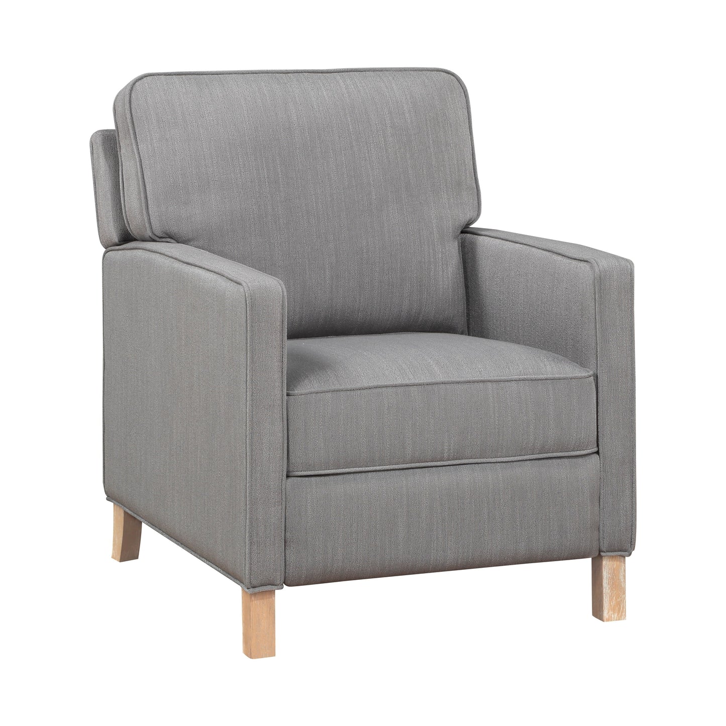 Fauteuil inclinable classique traditionnel avec dossier en tissu gris et coussin d'assise en bois massif, 1 pièce