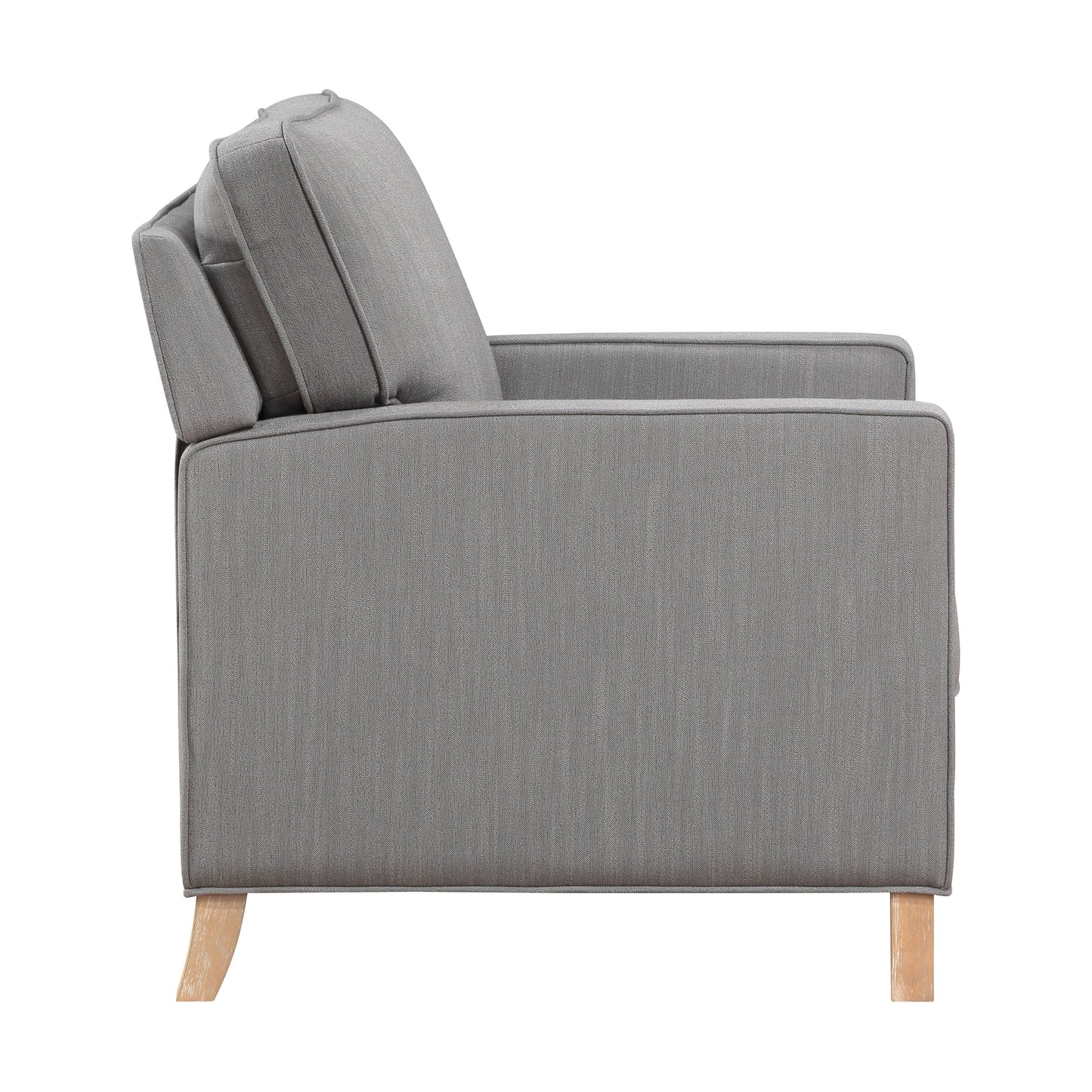 Fauteuil inclinable classique traditionnel avec dossier en tissu gris et coussin d'assise en bois massif, 1 pièce