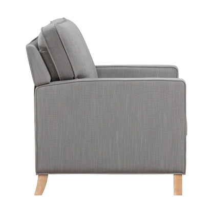 Fauteuil inclinable classique traditionnel avec dossier en tissu gris et coussin d'assise en bois massif, 1 pièce
