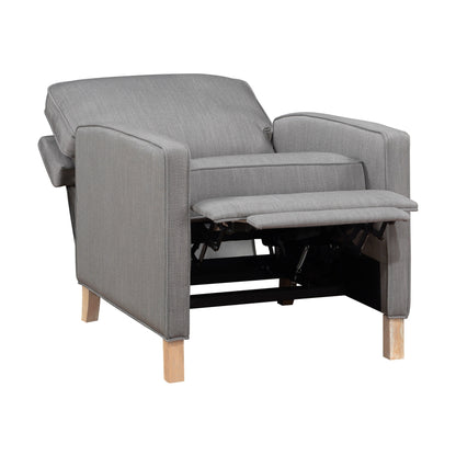 Fauteuil inclinable classique traditionnel avec dossier en tissu gris et coussin d'assise en bois massif, 1 pièce