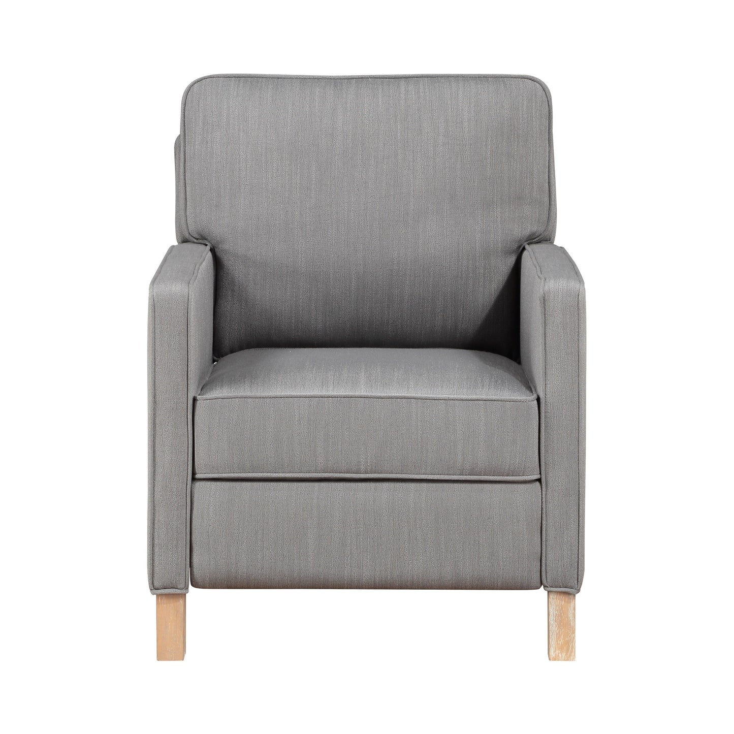 Fauteuil inclinable classique traditionnel avec dossier en tissu gris et coussin d'assise en bois massif, 1 pièce