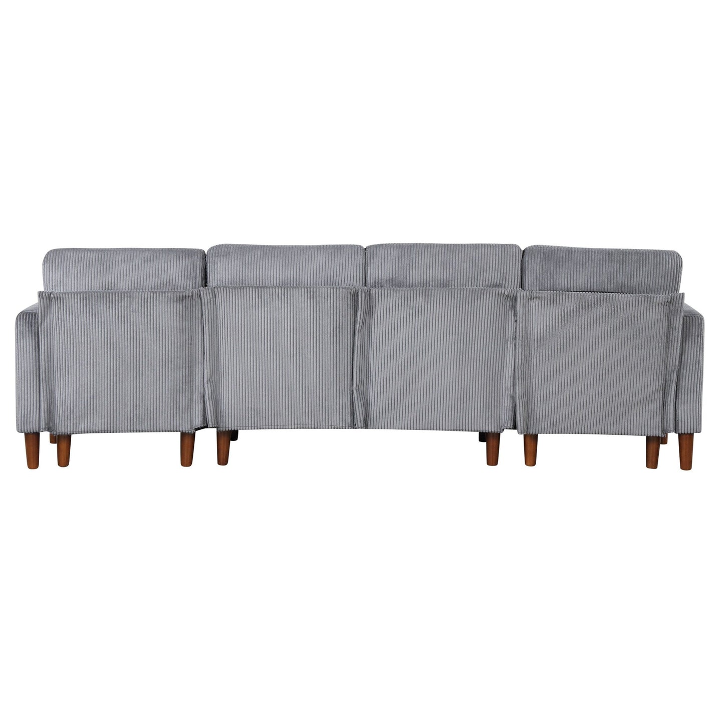 Canapé sectionnel classique en U 4 places avec coussins amovibles et pieds en bois massif pour salon ou bureau