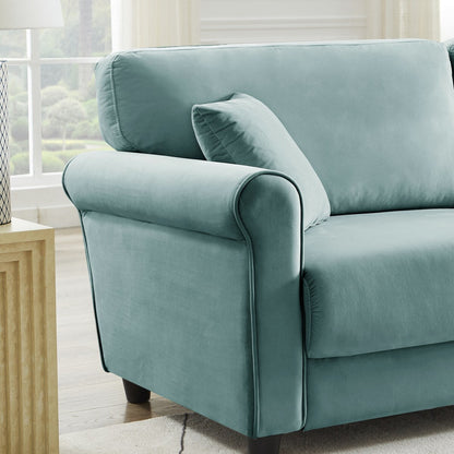 Canapé classique en velours avec cadre en bois dur, canapé rembourré, accoudoirs arrondis