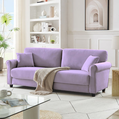 Canapé classique en velours avec cadre en bois dur, canapé rembourré, accoudoirs arrondis