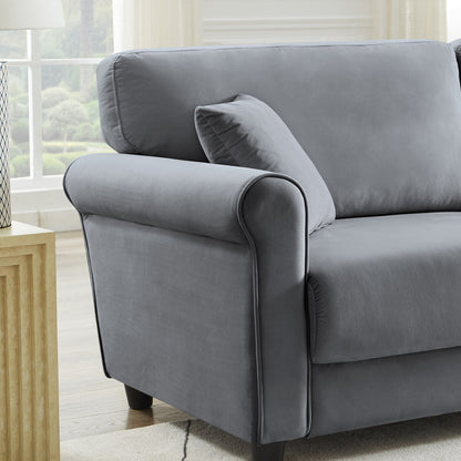 Canapé classique en velours avec cadre en bois dur, canapé rembourré, accoudoirs arrondis