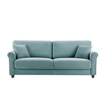 Canapé classique en velours avec cadre en bois dur, canapé rembourré, accoudoirs arrondis