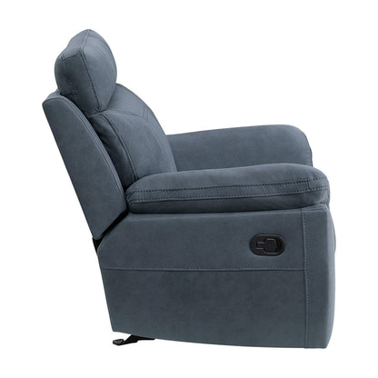 Fauteuil d'appoint inclinable manuel Clif 97 cm, microfibre bleue, bois