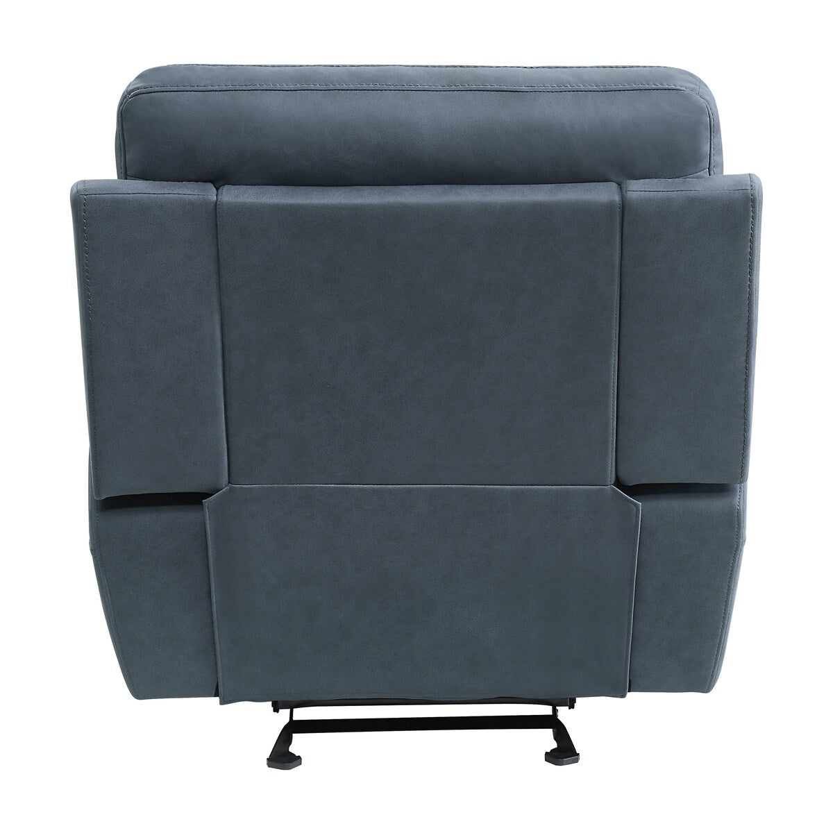 Fauteuil d'appoint inclinable manuel Clif 97 cm, microfibre bleue, bois