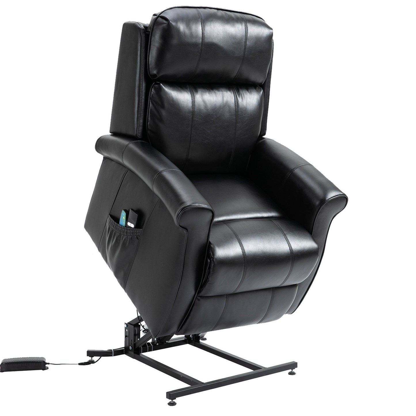 Fauteuil inclinable électrique Clihome en similicuir pour personnes âgées avec fonction massage