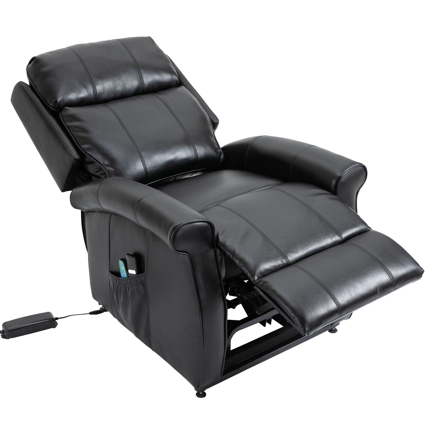 Fauteuil inclinable électrique Clihome en similicuir pour personnes âgées avec fonction massage