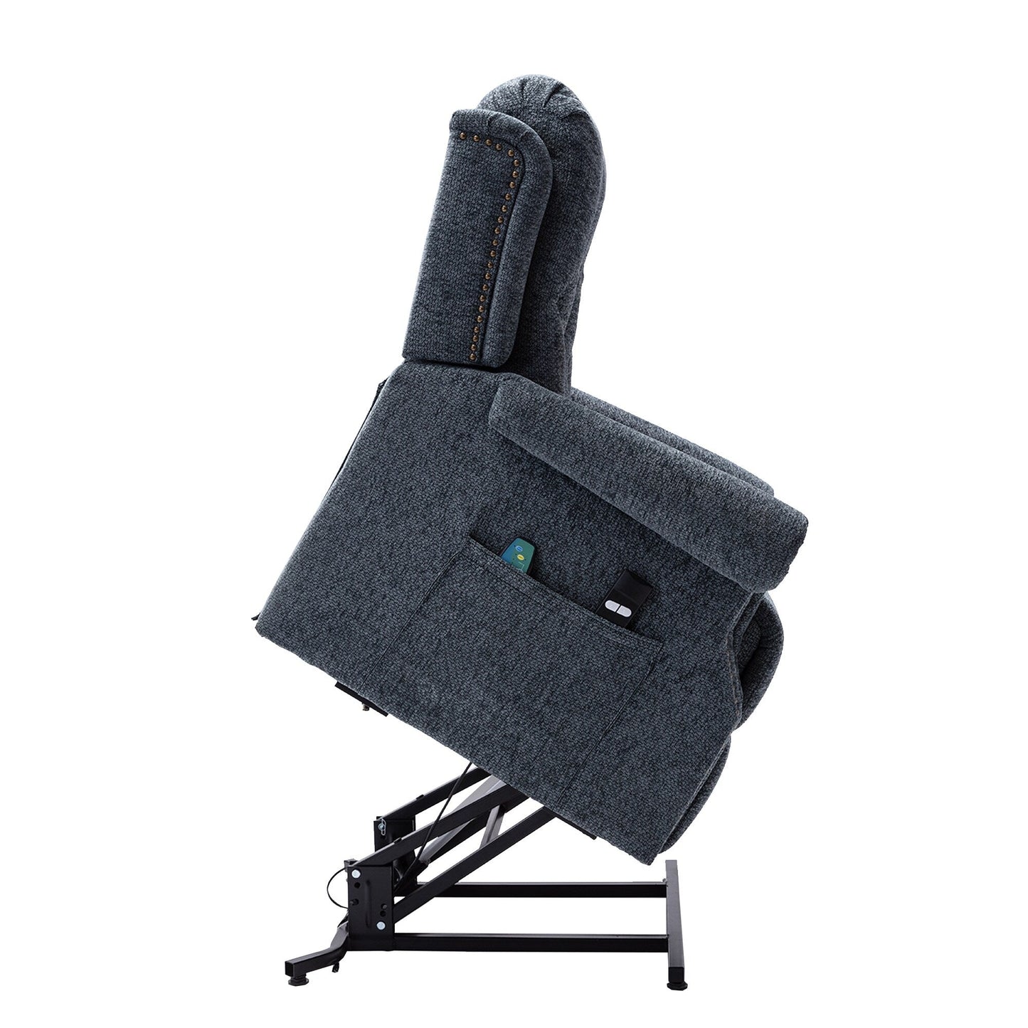 Fauteuil inclinable électrique Clihome en tissu chenille tricoté avec massage