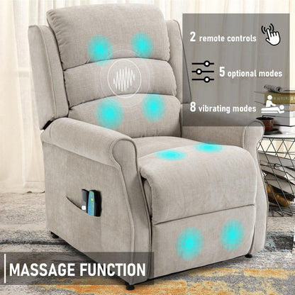 Fauteuil inclinable électrique Clihome en tissu chenille avec fonction massage