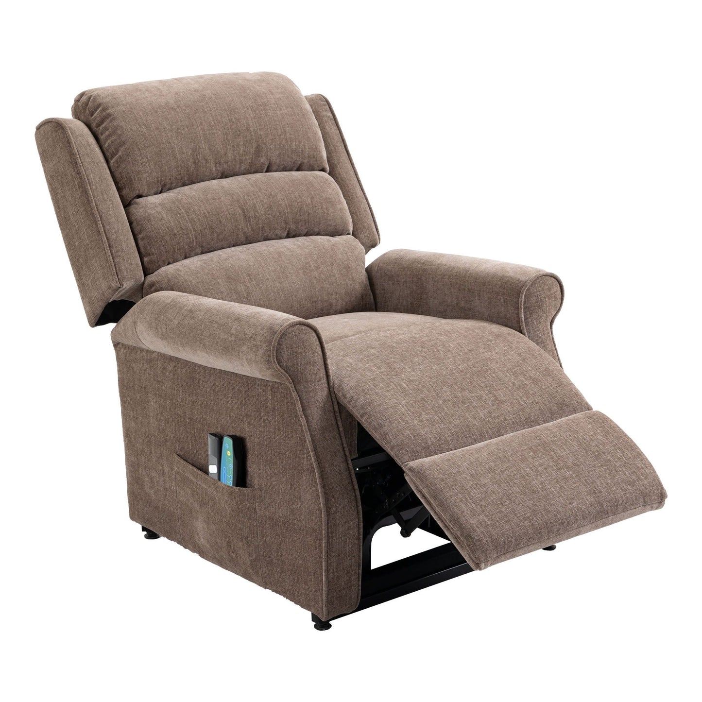 Fauteuil inclinable électrique Clihome en tissu chenille avec fonction massage