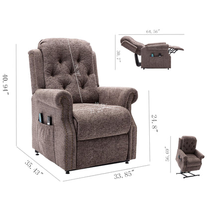 Fauteuil inclinable électrique Clihome en tissu chenille tricoté avec massage