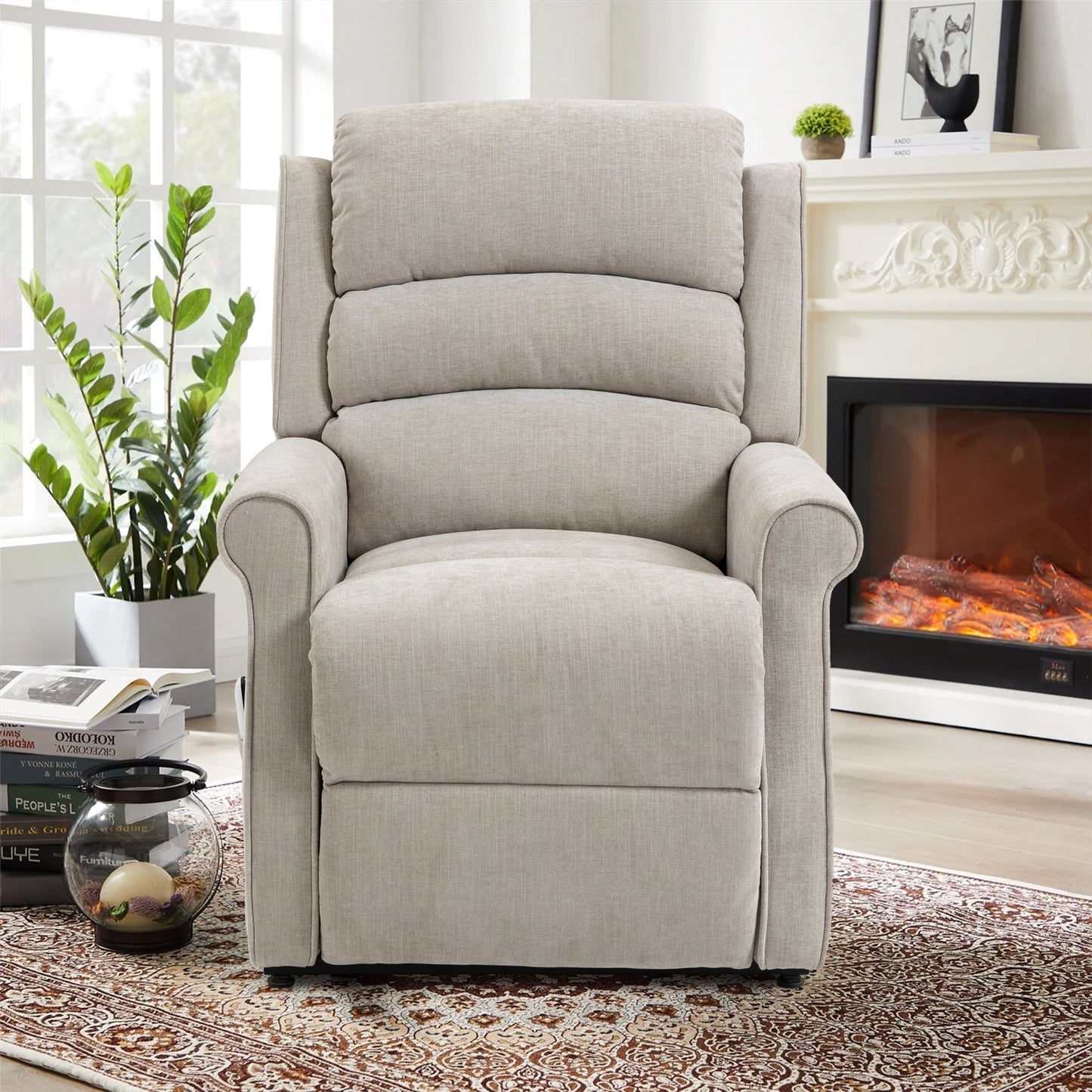 Fauteuil inclinable électrique Clihome en tissu chenille avec fonction massage