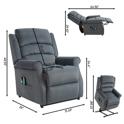 Fauteuil inclinable électrique Clihome en tissu chenille avec fonction massage