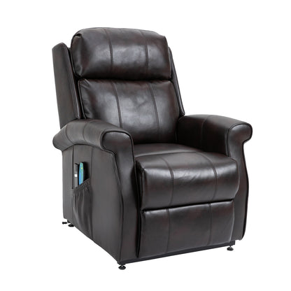Fauteuil inclinable électrique Clihome en similicuir pour personnes âgées avec fonction massage