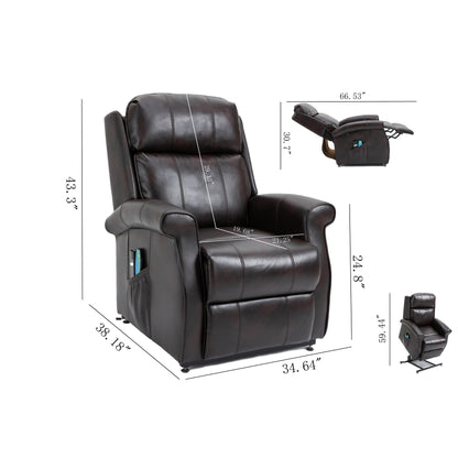 Fauteuil inclinable électrique Clihome en similicuir pour personnes âgées avec fonction massage