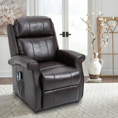 Fauteuil inclinable électrique Clihome en similicuir pour personnes âgées avec fonction massage