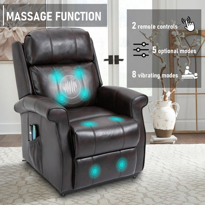 Fauteuil inclinable électrique Clihome en similicuir pour personnes âgées avec fonction massage