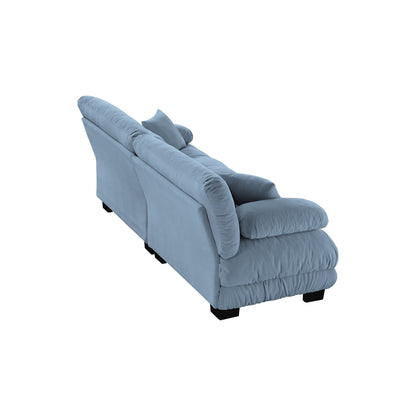 Canapé 2 places Cloud Couch pour salon, Chenille, 2 places, 2 coussins lombaires et 2 coussins décoratifs, bleu chenille