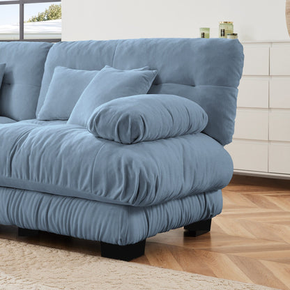 Canapé 2 places Cloud Couch pour salon, Chenille, 2 places, 2 coussins lombaires et 2 coussins décoratifs, bleu chenille