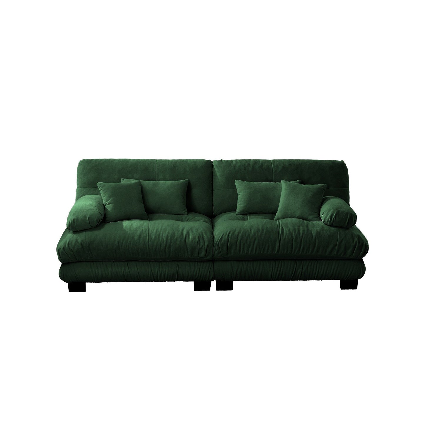 Canapé 2 places Cloud Couch pour salon, Chenille, 2 places, 2 coussins lombaires et 2 coussins décoratifs, Vert Chenille