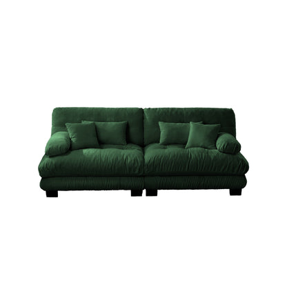 Canapé 2 places Cloud Couch pour salon, Chenille, 2 places, 2 coussins lombaires et 2 coussins décoratifs, Vert Chenille