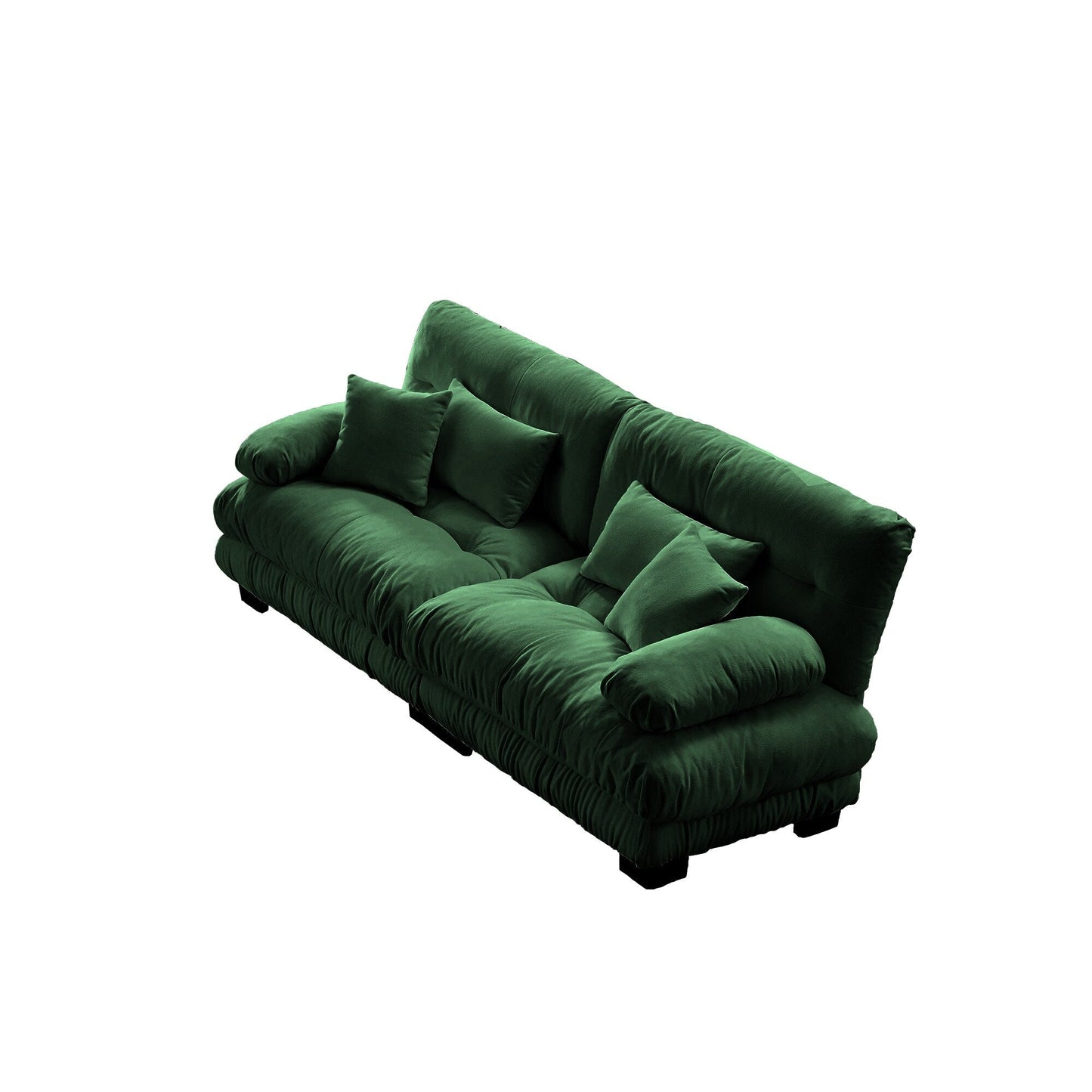Canapé 2 places Cloud Couch pour salon, Chenille, 2 places, 2 coussins lombaires et 2 coussins décoratifs, Vert Chenille
