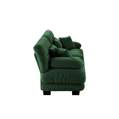 Canapé 2 places Cloud Couch pour salon, Chenille, 2 places, 2 coussins lombaires et 2 coussins décoratifs, Vert Chenille