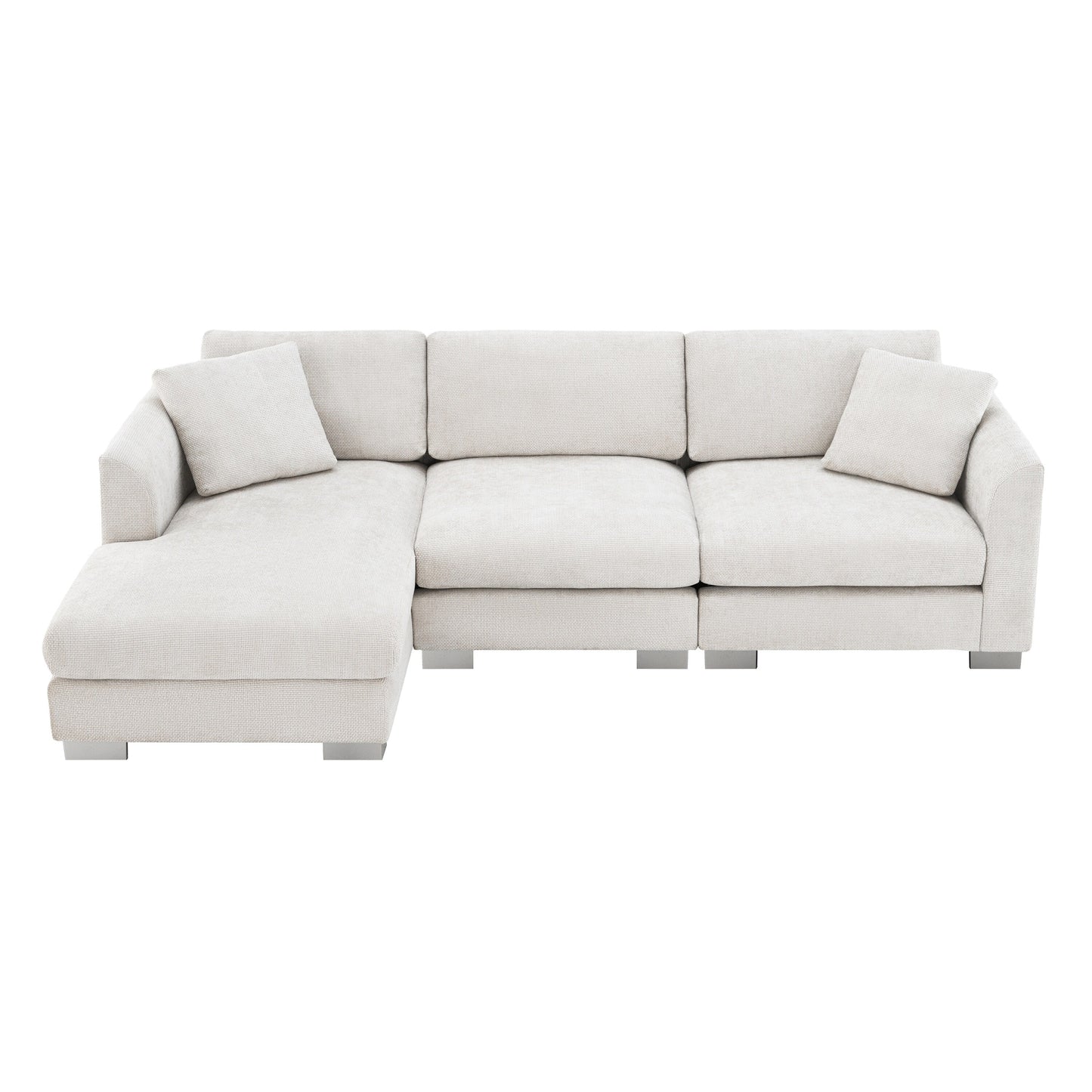 Canapé sectionnel Cloud, ensemble de canapés de luxe en forme de L avec 2 oreillers gratuits, mobilier d'intérieur 4 places en chenille avec méridienne surdimensionnée