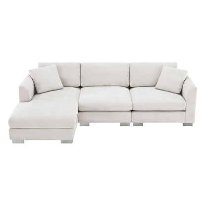 Canapé sectionnel Cloud, ensemble de canapés de luxe en forme de L avec 2 oreillers gratuits, mobilier d'intérieur 4 places en chenille avec méridienne surdimensionnée