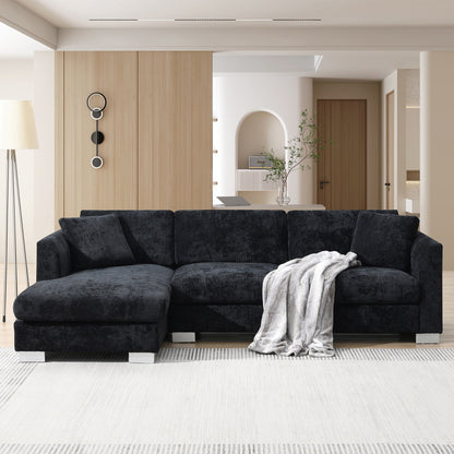 Canapé sectionnel Cloud, ensemble de canapés de luxe en forme de L avec 2 oreillers gratuits, mobilier d'intérieur 4 places en chenille avec méridienne surdimensionnée