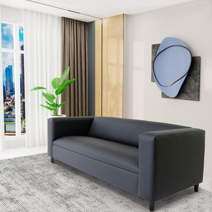 Canapés Coast to Coast Canapé 3 places moderne du milieu du siècle en similicuir avec cadre en bois massif et rembourrage