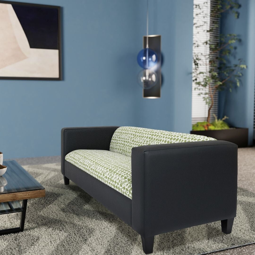 Canapés Coast to Coast Canapé 3 places moderne du milieu du siècle en similicuir avec cadre en bois massif et rembourrage