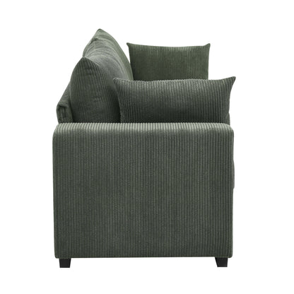 Canapé en velours côtelé de style côtier - 31 P x 79 L x 34 H