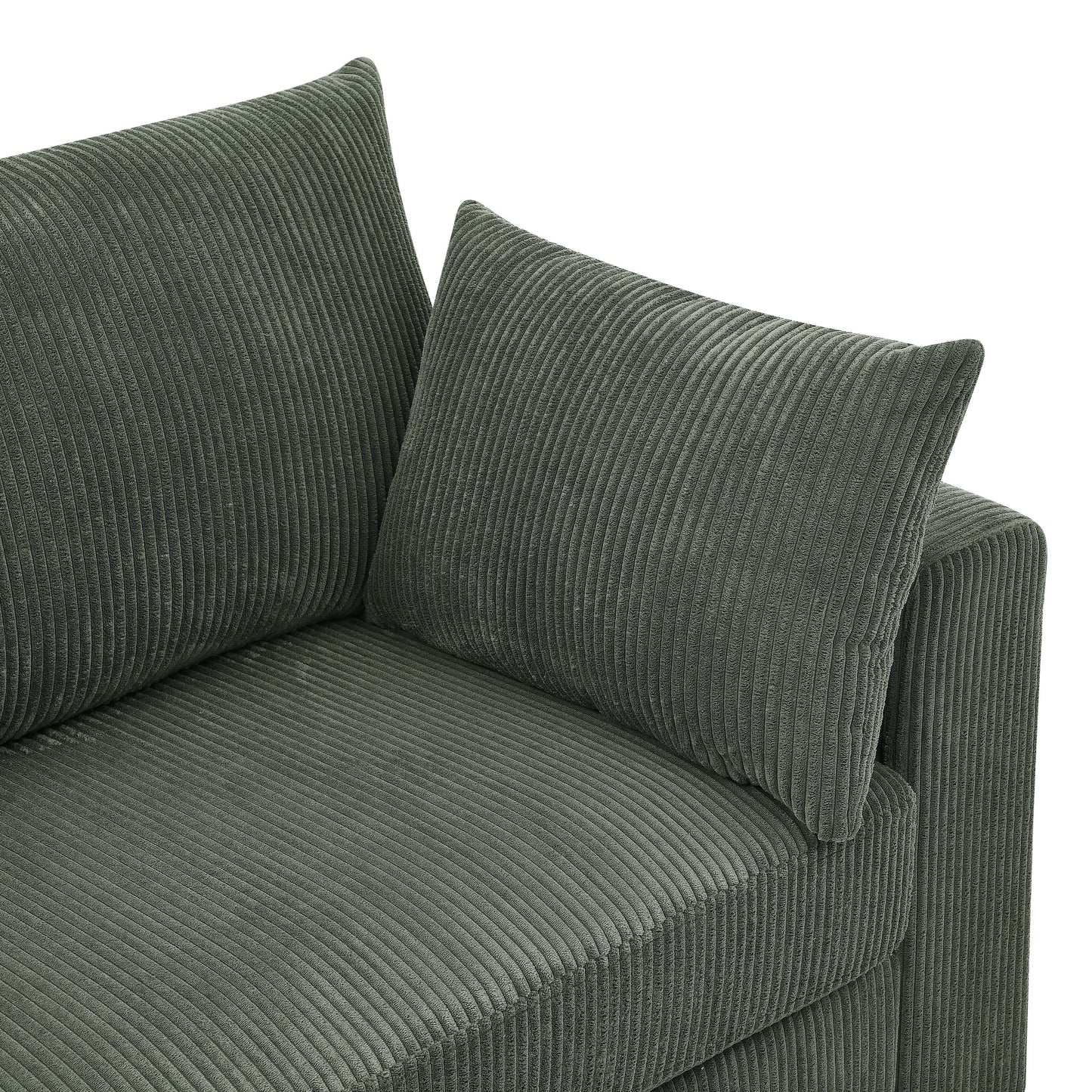 Canapé en velours côtelé de style côtier - 31 P x 79 L x 34 H