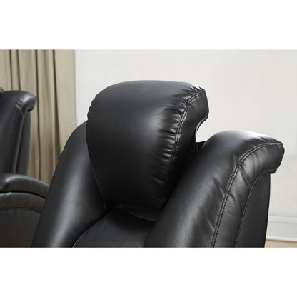 Canapé électrique Delange en similicuir noir avec appuie-têtes