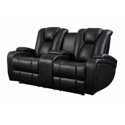 Canapé électrique Delange en similicuir noir avec appuie-têtes