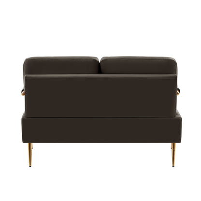 Canapé causeuse moderne en tissu café 49,6 pouces, adapté aux animaux de compagnie, avec coussin de dossier amovible et pieds en métal pour le salon